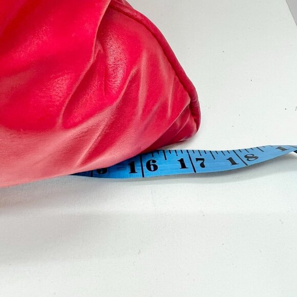 Set of 2 Faux Red Leather Decorative Feather and Down Fill Throw Pillow 18x18 - Picture 5 of 5